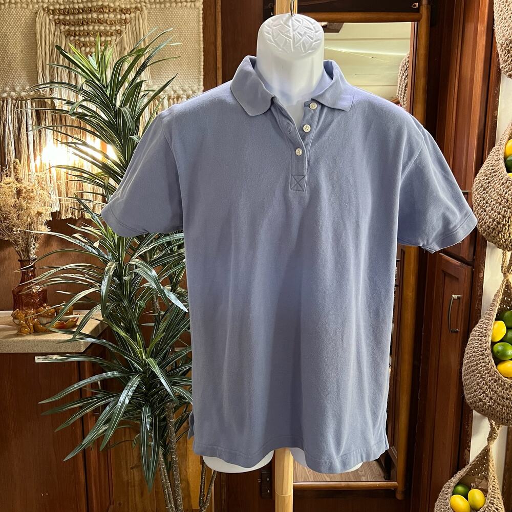 Eddie Bauer Cotton Polo Shirt Women’s M Light Blue Golf Casual Resort Y2K Preppy